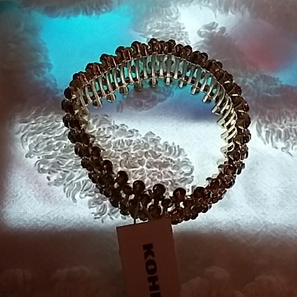 Bar & Rhinestone Gold Stretch Bracelet - Picture 3 of 3